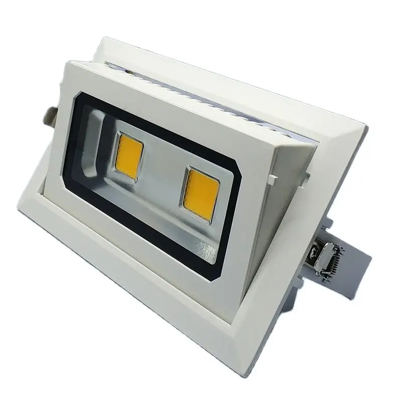 고품질 사각 LED 다운라이트, COB 각도 회전 실내 LED 투광 조명 AC85-265V, 40W