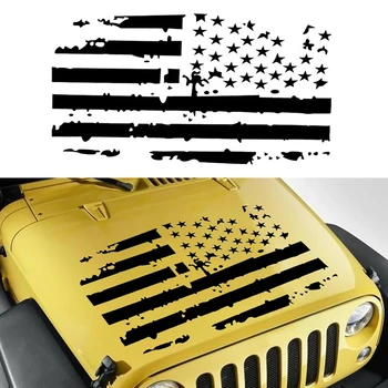 

Distressed American Flag Car Hood Vinyl Decal Sticker For Jeep Wrangler