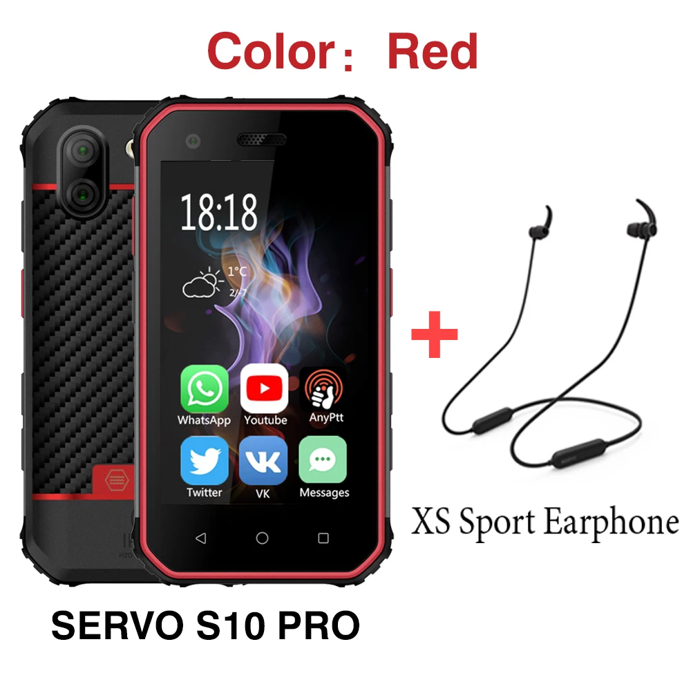 SERVO 4G LTE 3," маленький телефон IP68 Водонепроницаемый MTK6737 3 ГБ 32 ГБ NFC Walkie talkie прочный смартфон 13 МП разблокировка лица ID телефон - Цвет: red N XS headset