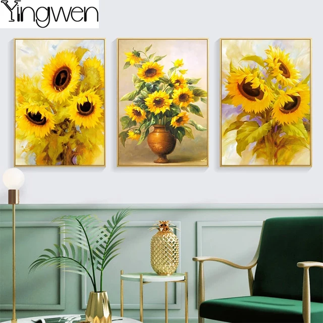 Sunflower Diamond Painting Full Square Round Drill Wall Art Vintage  Pictures 3 Pcs Set For Living Room Kitchen Modern Home Decor - Diamond  Painting Cross Stitch - AliExpress