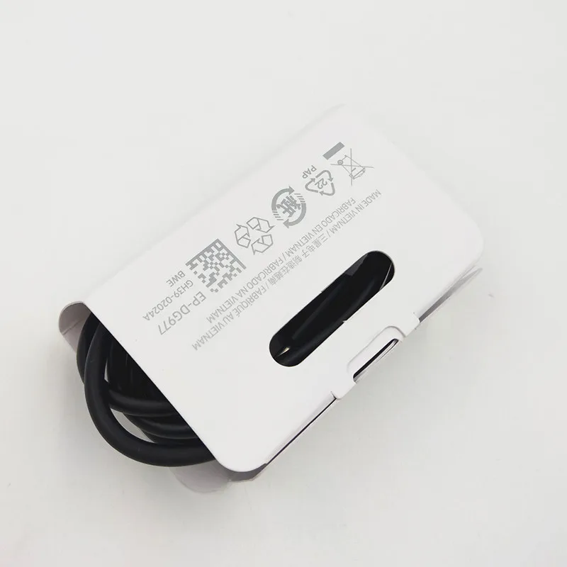 Black no box 100%Original Samsung Note 10+ Dual Type C Cable Galaxy Charge cable quick fast charge USB 3.1 Type-C for A8S A9S A6S A80 A90 - Цвет: Black no box