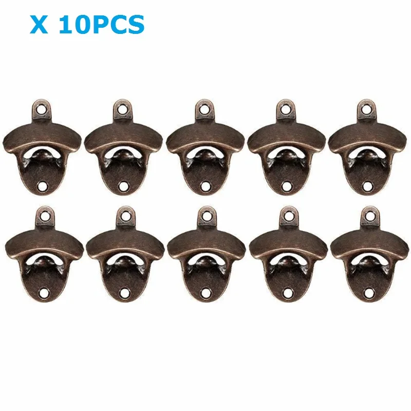 10 Pack Bottle Opener Wall Mounted Rustic Beer Set Vintage Look with Mounting Screws for Kitchen Cafe Bars | Дом и сад