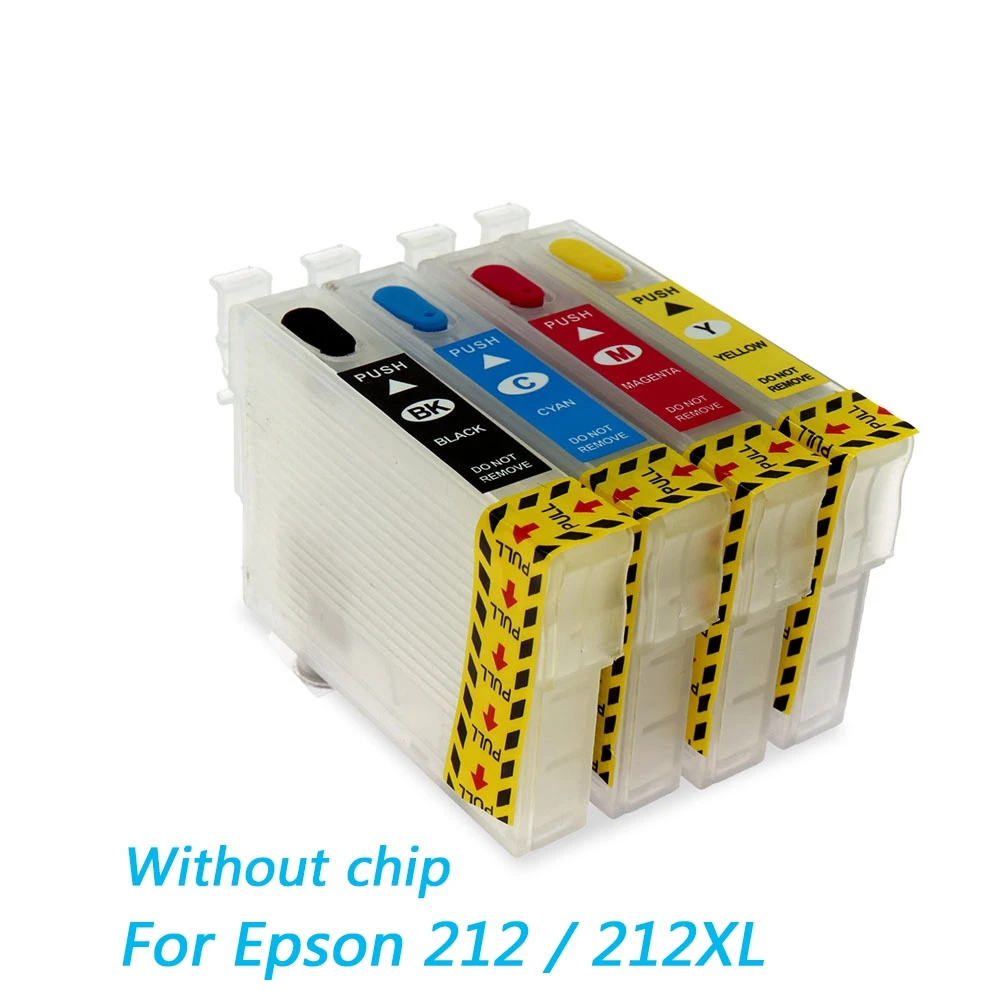 

For Epson 212 212XL Refillable Ink Cartridge for Epson Workforce WF-2830 WF-2850 and Expression Home XP-4100 XP-4105 No Chips