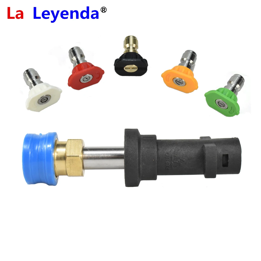 LaLeyenda 1/4 Inch Quick Releasure Blue Connector to Karcher K2-K7 Pressure Washer Spray Nozzles and 5pcs Color Tips Adapter | Автомобили