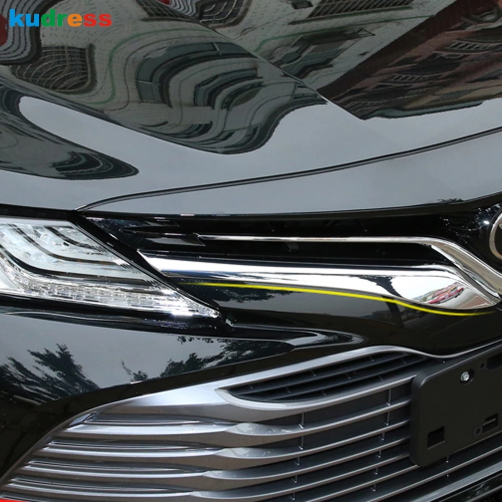 

For Toyota Camry XV70 2017-2019 ABS Chrome Front Head Upper Racing Grille Around Stick Accessories Trim Decorative Moulding 2pcs