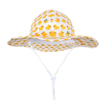 

UV Protection Summer Baby Sun Hat Girl Boy cute Beach Yellow Duck Hats with UPF 50+ Toddler Wide Brim Strap Outdoor Bucket Hat A