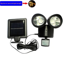 22 светодиодный уличный солнечный светильник с двойным датчиком движения, охранный светильник, водонепроницаемый уличный садовый светодиодный настенный светильник, Прямая поставка