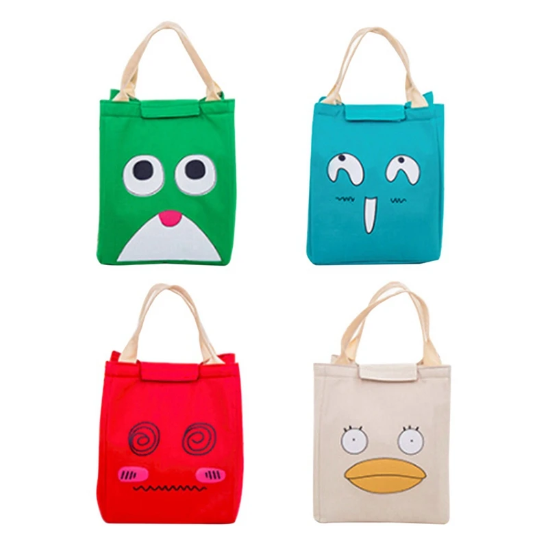 Cartoon Portable Large-capacity Expression Ice Pack Waterproof Lunch Bag Food Picnic Lunch Bags Warm Cooler Keeper