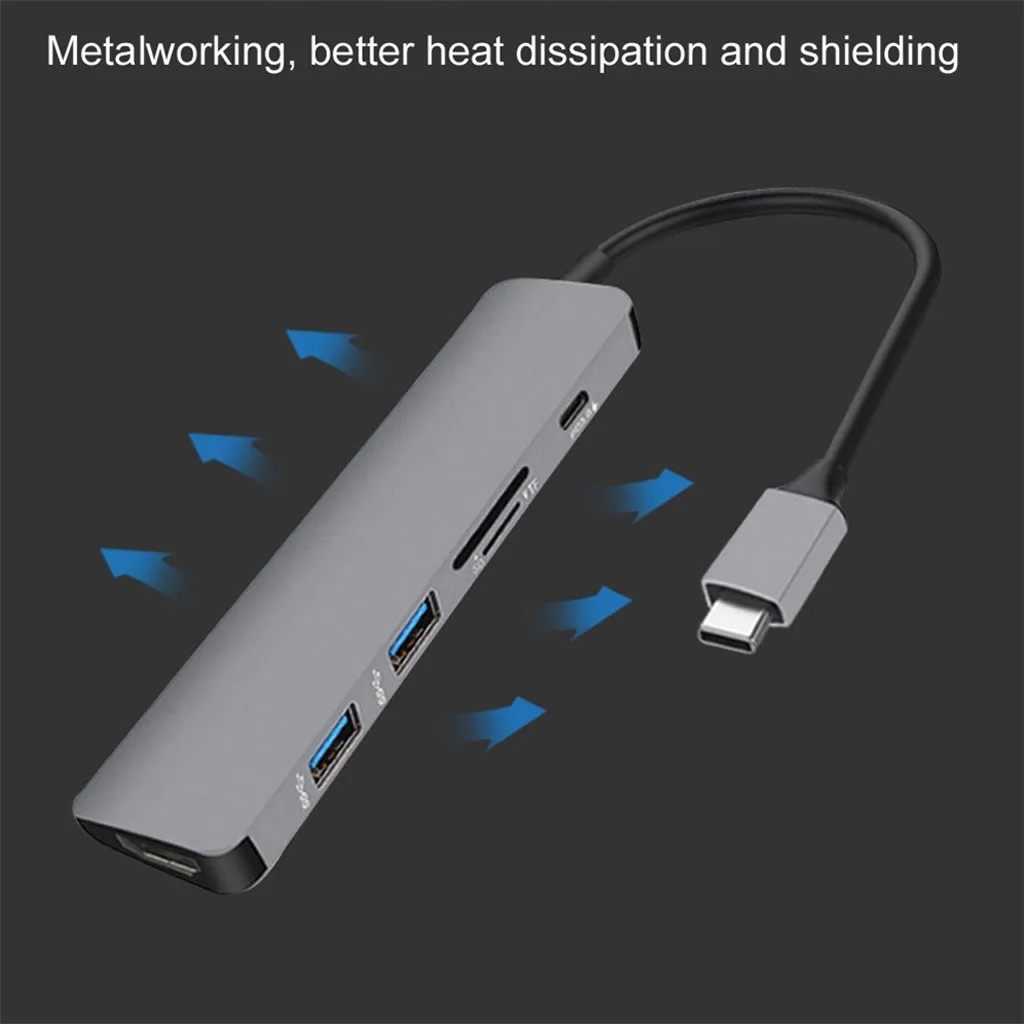 OMESHIN периферийное устройство компьютера концентратор type-C USB 3,0 до 4K HDMI USB 3,0 SD TF кардридер 6в1 концентратор адаптер для ПК