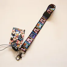 43 см мультфильм Микки Ститч ремешок брелок держатель для карт s банковская карта шейный ремень карта автобус ID держатель для карт значки