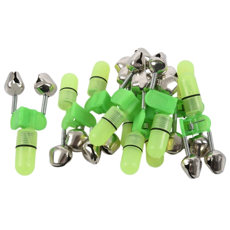 NEW-10Pcs 2в1 удочка для ночной рыбалки с зажимом светодиодный светильник с двумя колокольчиками