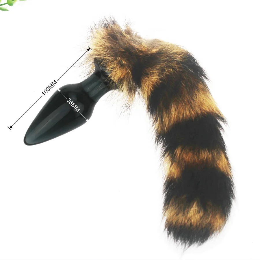 hh00uLGlass Butt Plug with Faux Fur Tail (11)