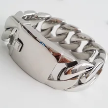 Granny Chic 26/31MM Wide Shiny Bracelet Men Cool Punk Stainless Steel Jewelry Fashion Men's Bracelets& Bangles Hand Thick Chain
