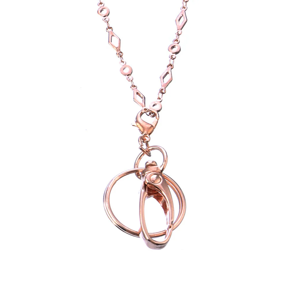 Rose gold Персонализированные ID талреп ожерелье значок держатель для ключей работа ожерелье цепь розовое золото бусины геометрические металлические массивные ювелирные изделия Shellhard - Окраска металла: Rose gold
