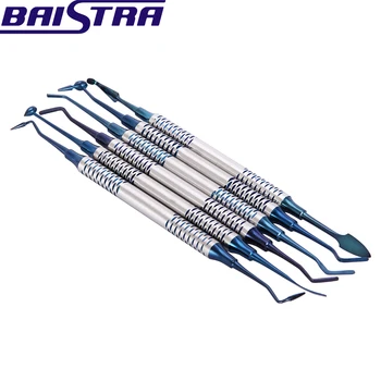

6Pcs Dental instrument Composite Resin Filling Spatula Titanium Plated Head Filler Thick Handle Restoration Set Dental tool set