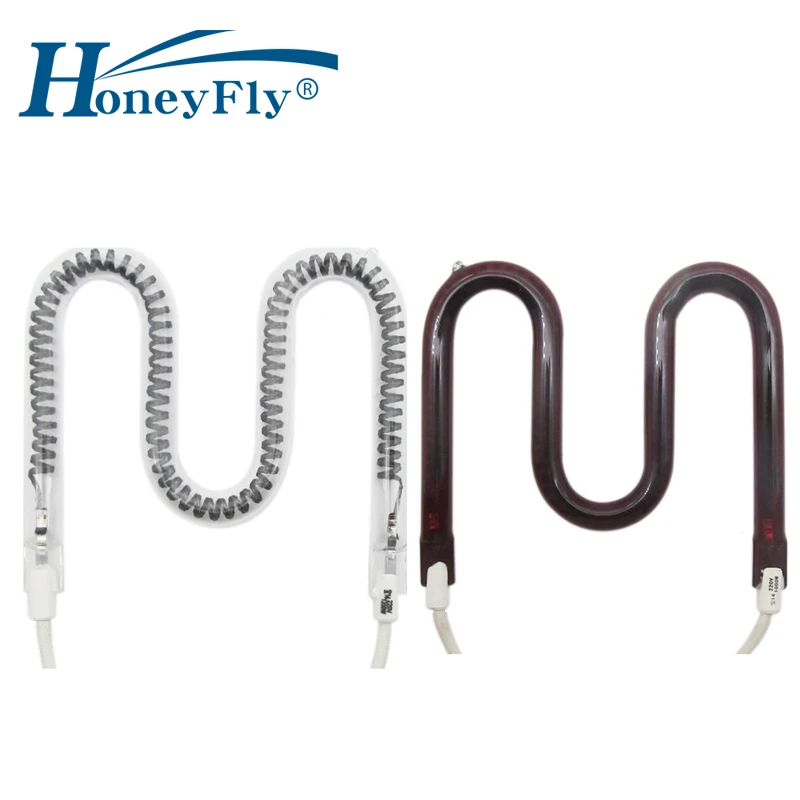 HoneyFly M-Shape Infrared Carbon Fiber Lamp 1200W 220V 114mm Electric Heater Lamp Ruby Single Spiral Drying Quartz Tube