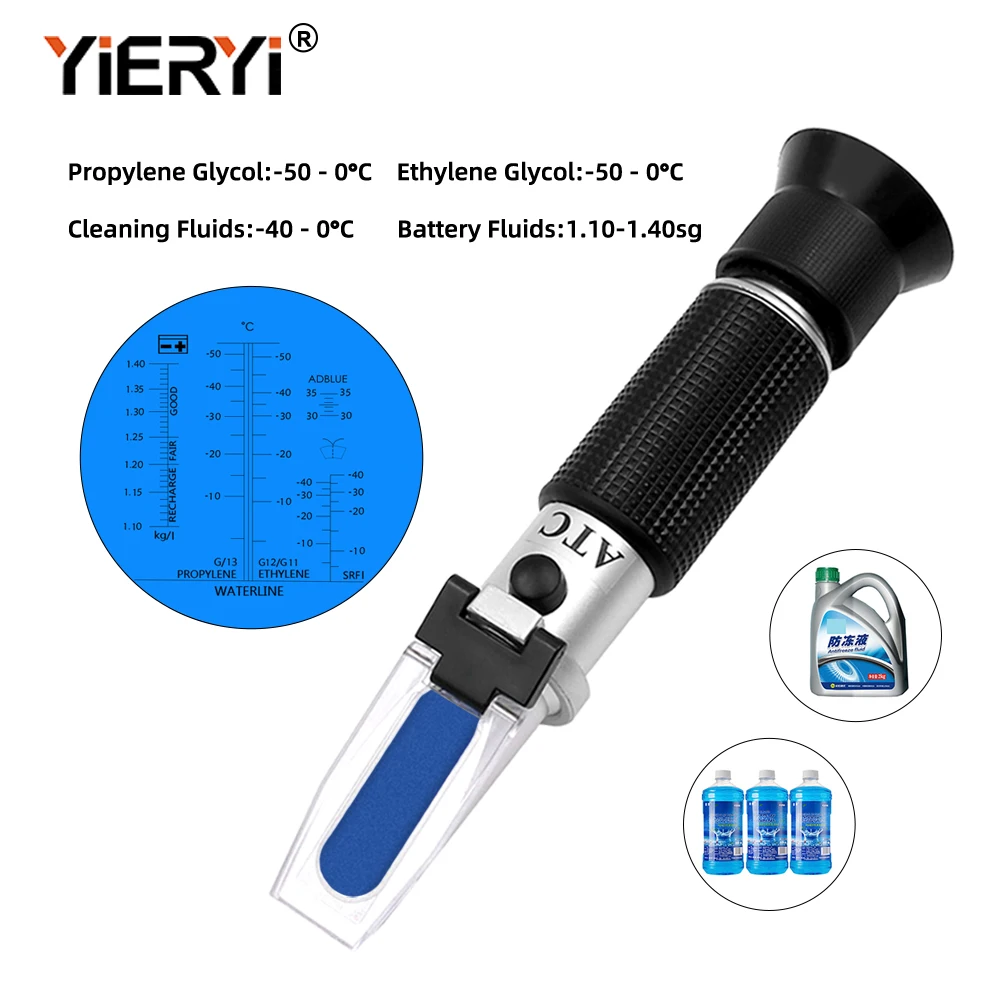 yieryi Hand Held Tester Tool 4 In 1 Engine Fluid Glycol Antifreeze Freezing Point Car Battery Refractometer Antifreeze Tester