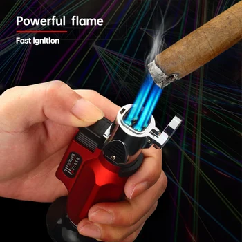 

Outdoor BBQ Lighter Cigar Torch Lighter Jet Butane Gas Cigarette 1300C Spray Windproof Lighter For Kitchen Dropshipping