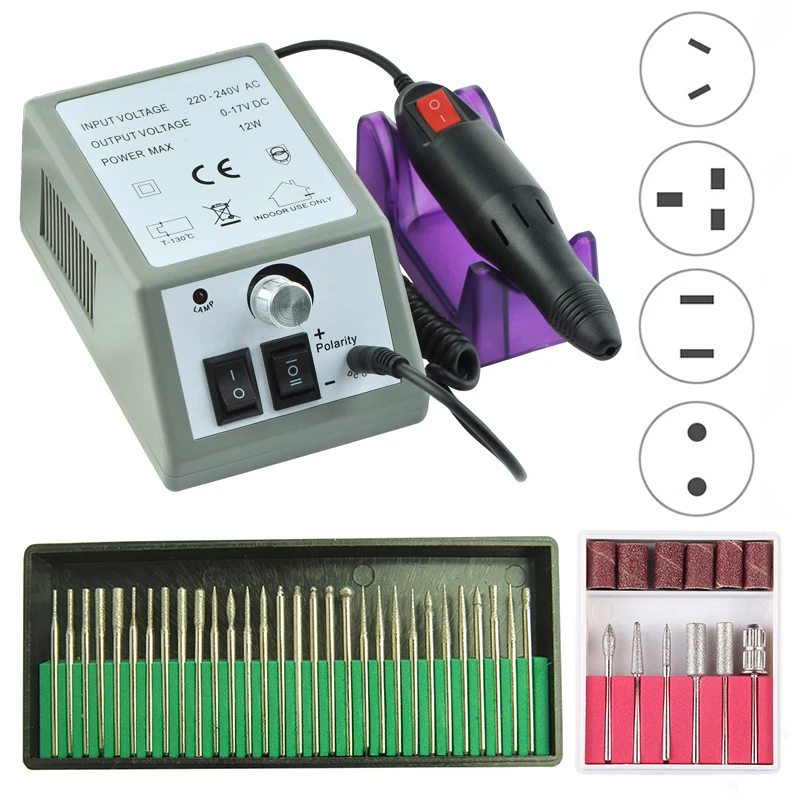 20000 set 2 35000/20000 об/мин Электрический сверлильный станок для ногтей, твердосплавные керамические сверла для ногтей, набор для маникюра, педикюра, электрическая пилка для ногтей - Color: 20000 set 2