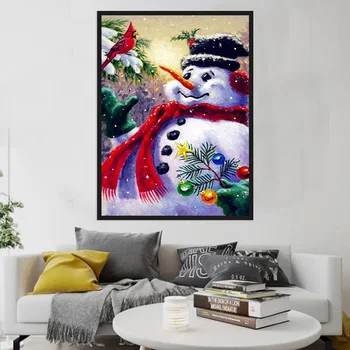 

5D Diy Round Full Diamond Painting Diamond Painting Embroidery Cross Stitch Home Decor Diamond Christmas Snowman