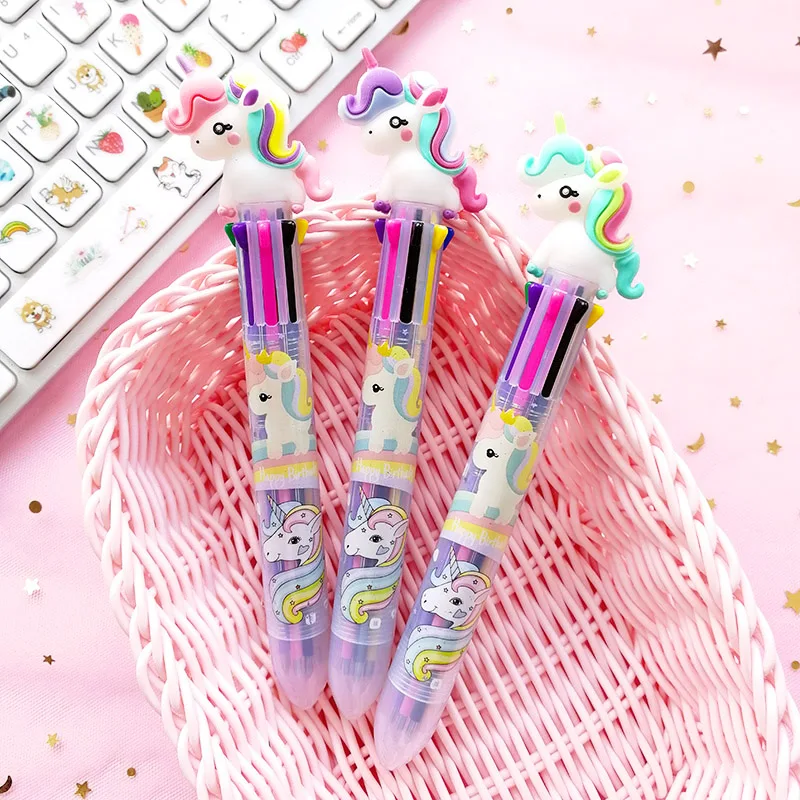 1 шт. Милая 8 Цветов шариковая ручка с рисунком единорога Kawaii мультяшная