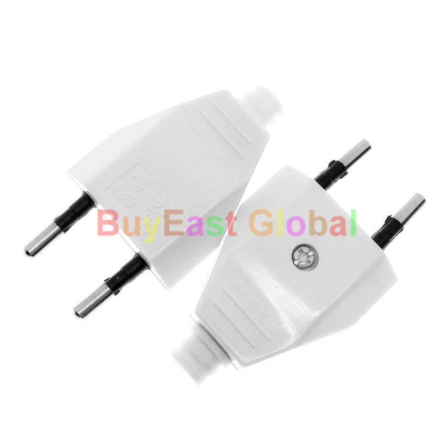 EU Europlug Type C Rewireable Power Plug AC100~220V 2.5A White 20 PCS
