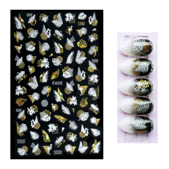 3D Nail Stickers Leaves Butterfly Panda Love Heart Design Stickers For Nails Manicure Foil Nail Art Decor pegatinas para uñas A140099