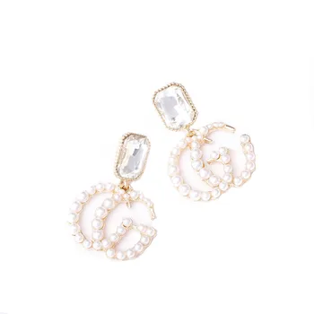 

New style and colorful shining diamonds earrings fashion letter trend Japanese, Korean, European and American Earrings