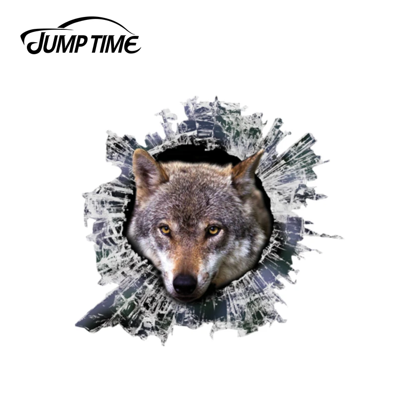 

Jump Time 13cm x 12.2cm 3D Wolf window sticker Glass Slag Decal Reflective Stickers Waterproof Bird Decals
