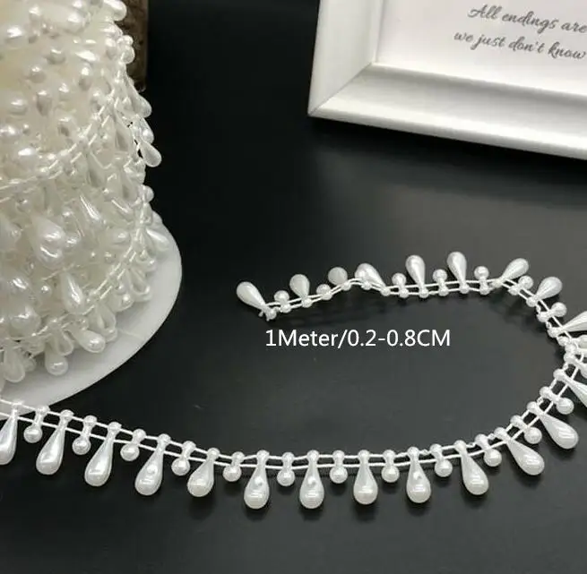 1M-Latest-Lace-Crystal-Beads-Sequin-Fabric-White-Beaded-Trim-Ribbon-Sewing-Bead-Applique-Collar-Guipure