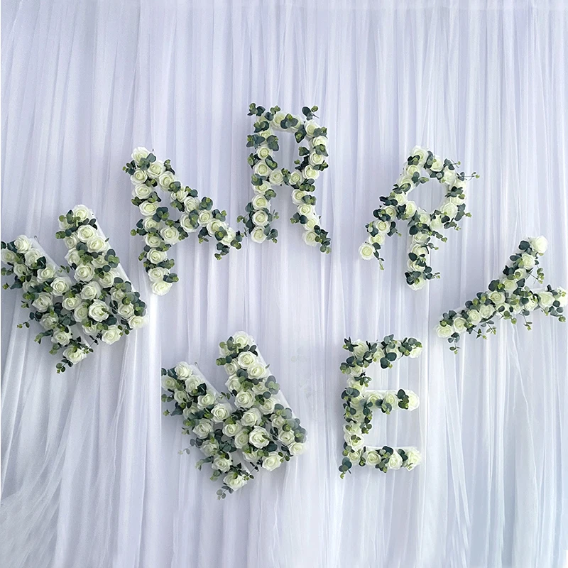 

Customized Wedding Letter Number Flower Rayon Silk Blossom Birthday Party Proposal Background Wall Decoration