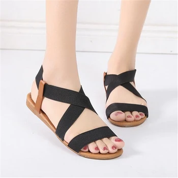 

2019 Women's Sandals Spring Summer Ladies Shoes Low Heel Anti Skidding Beach Shoes Peep-toe Casual Walking Flat Sandalias Female