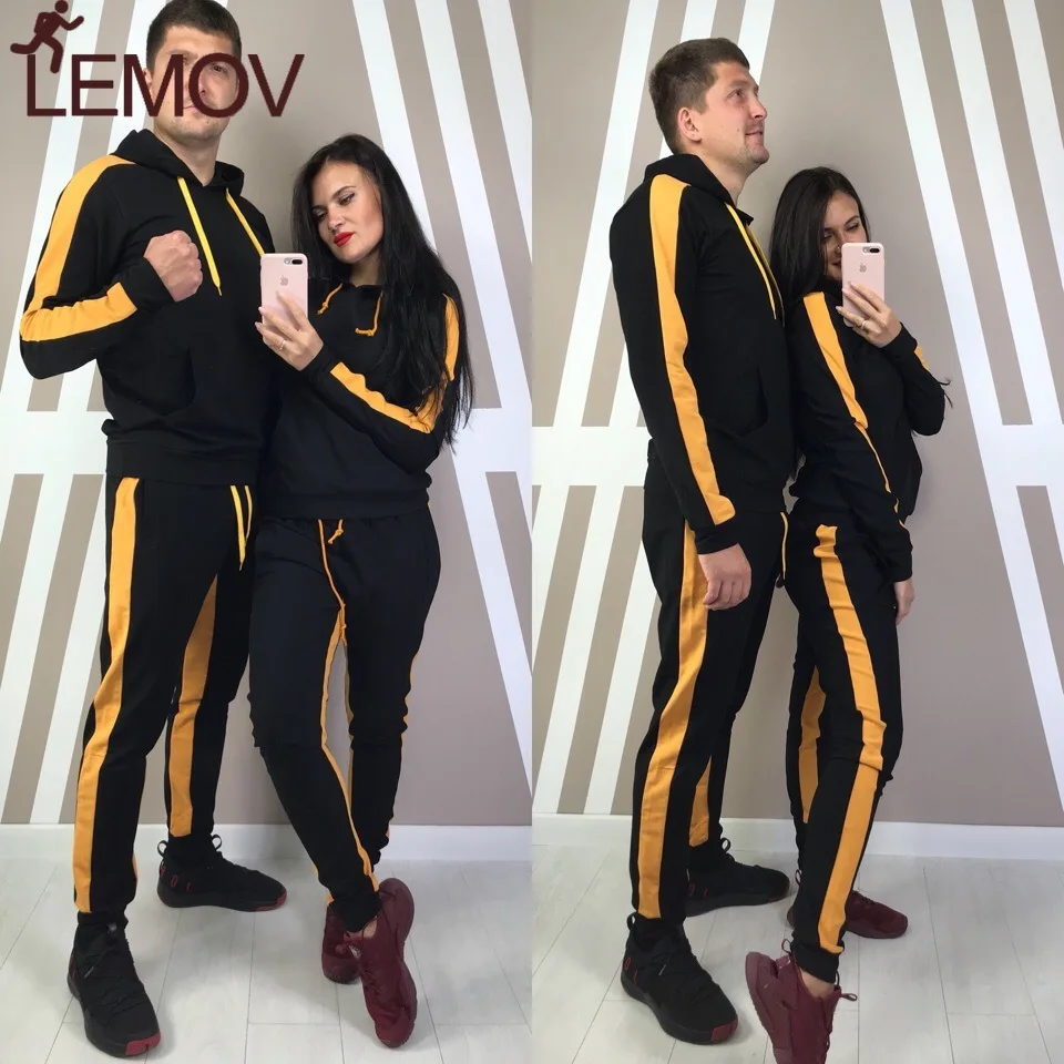 

ZOGAA Tracksuit Set for Women or Men Hooded Casual Patchwork 2 Piece of Set Tracksuit Set Large Size Women or Men's Sports Suit