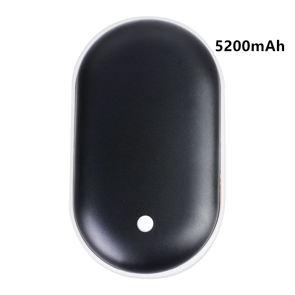 Black 5200mAh Милый грелка для рук, 5200 мА/ч, USB Перезаряжаемый грелка для рук, портативный электрический грелка, обогреватель, долговечный, для путешествий, дома, мини-грелка - Color: Black 5200mAh