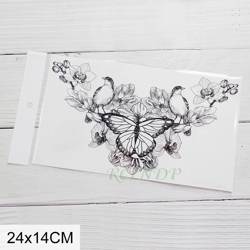 Waterproof Temporary Tattoo Sticker butterfly flower bird sexy Fake Tatoo Breast Chest Back Belly Flash Tatto For Women Girl