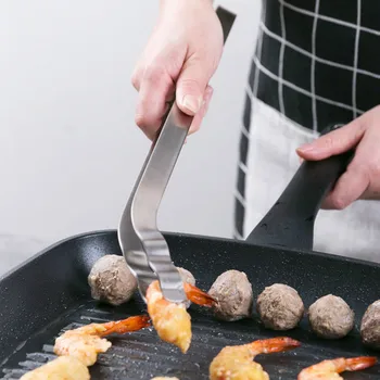 

Household stainless steel barbecue clip kitchen bread baked food narrow lane lengthened dish BBQ folder YHJ120203