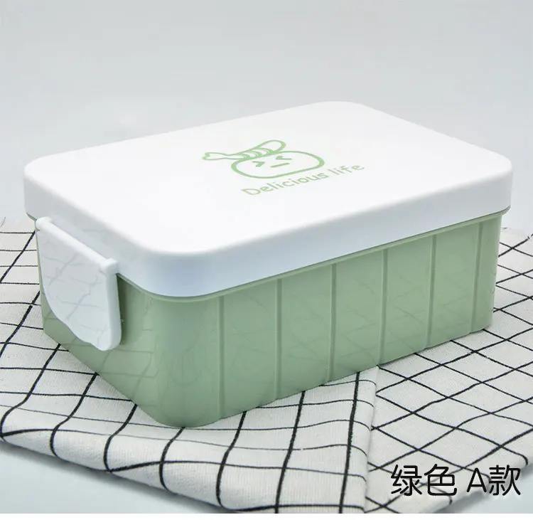 Детский Ланч-бокс с подогревом, Bento box, японский Ланч-бокс, микроволновая печь, Студенческая, с крышкой, столовая, простой Ланч-бокс es, зеленый фруктовый Ланч-бокс