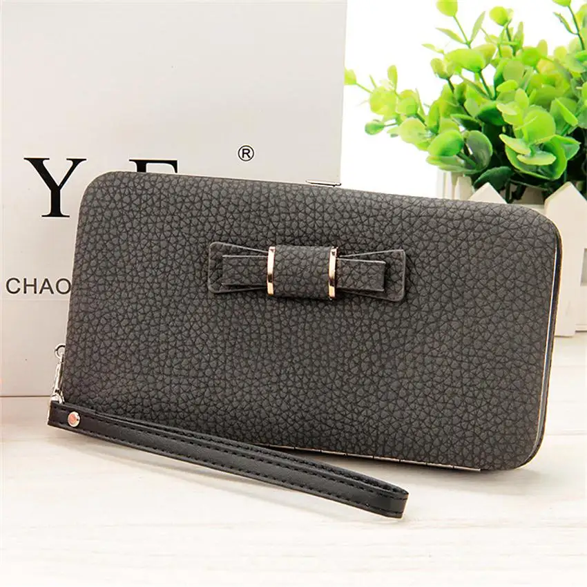 Deep gray Baellerry, кошельки для телефона, модные, элегантные, с бантом, кошелек, многофункциональный, пенал, держатель для карт, кошельки для монет - Цвет: Deep gray