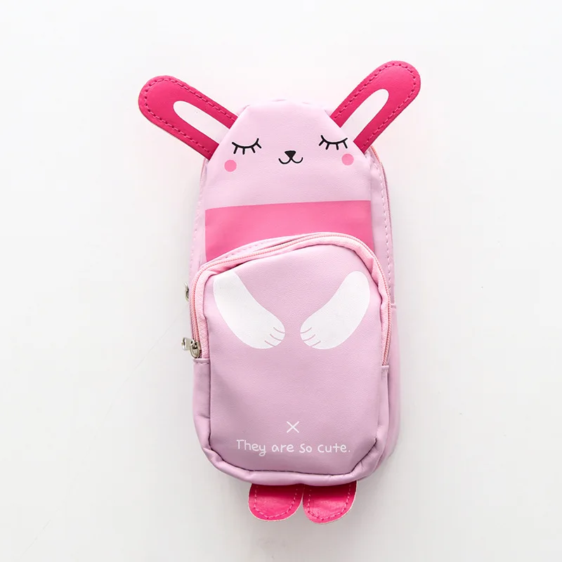 Kawaii животное из мультфильма Реалистичная Индивидуальная сумка-карандаш Студенческая многофункциональная Большая вместительная холщовая ручка Футляр пенал - Цвет: Powder rabbit