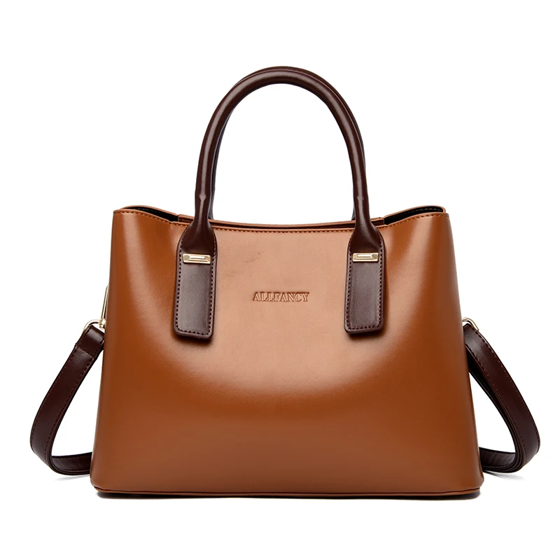 

Fashion temperament handbag quality brown PU shoulder portable diagonal large capacity package 2019 new female bag