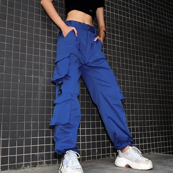 

Hip Hop High Waist Jogging Femme Oversize Cargo Pants 2020 Autumn Big Pockets Buckle Baggy Womens Joggers 90s Aesthetic Trousers