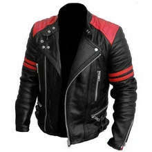 Мужская куртка с воротником и лацканами с длинным рукавом из искусственной кожи на молнии зимнее приталенное пальто