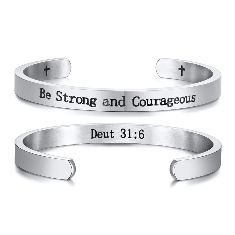 Выгравированные "I Am With You Always Matthew 28:20" вдохновляющие библейские цитаты браслеты-манжеты браслеты для женщин и мужчин подарки - Окраска металла: B-384S-7