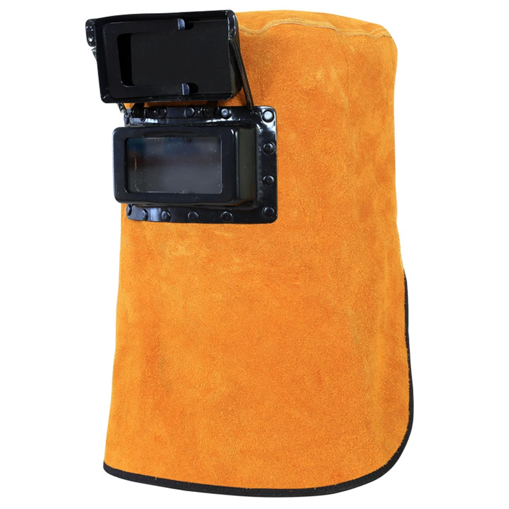 Welding Mask Welder Hood Heat Resistant Leather Helmet with Filter Lens