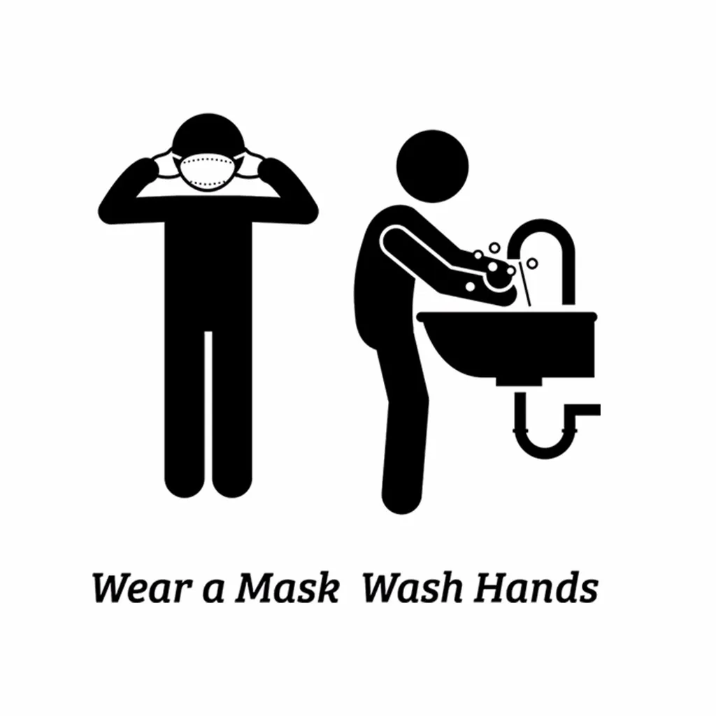 

Wear a Mask Reminder Slogan Wallpaper Wash Hands English Alphabet Black DIY Removable Wall Stickers Kitchen Home Decor 30 X 43cm