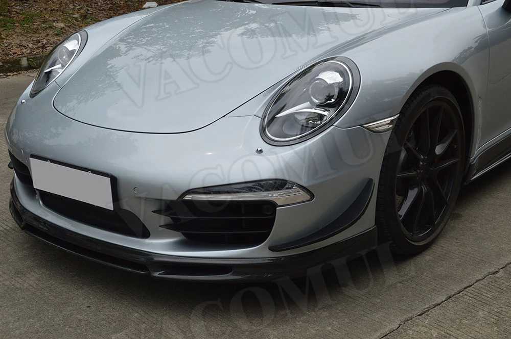 Углеродного волокна передний бампер спойлер подходит для Porsche 911 991 GT3 2012 2013 V Стиль насадка для подбородка защитная пластина для украшения автомобиля