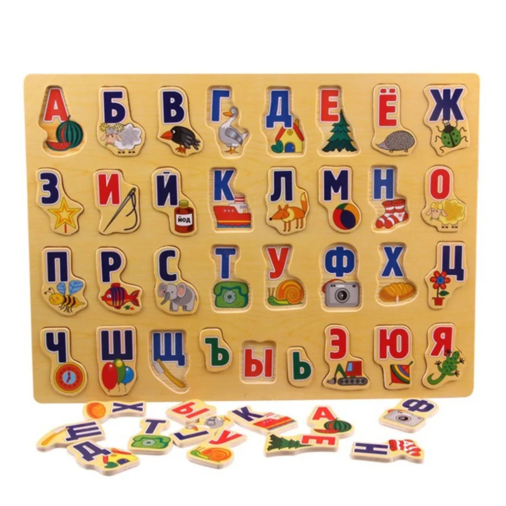 

Puzzle Wooden Toys Russian Alphabet Puzzles for Children Learning Toy Alphabet Grasp Board Kids Educational Developing Toys