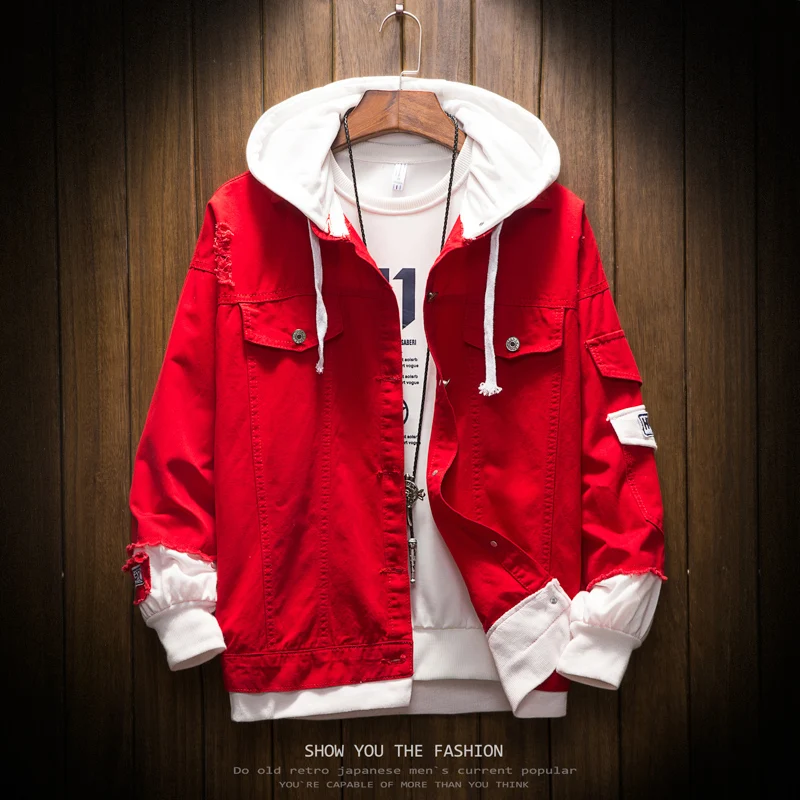 Men Hooded Denim Jackets Jean Coats New 