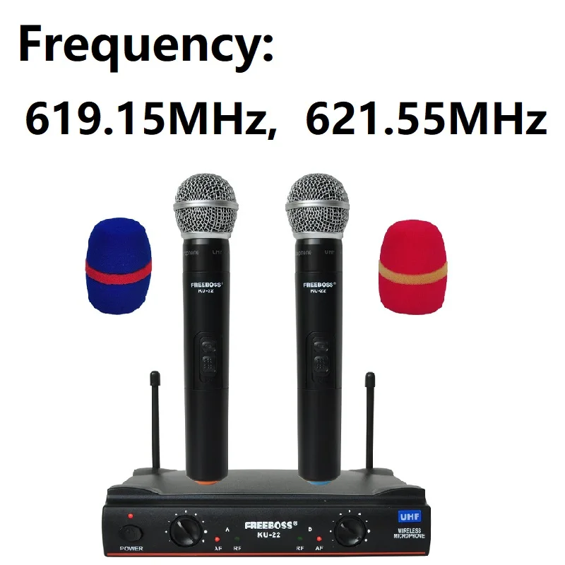 Frequency 619 621 UHF Long Range Dual Channel 2 Handheld Mic Transmitter Professional Karaoke UHF Wireless Microphone System consumer electronics - Цвет: Frequency 619 621