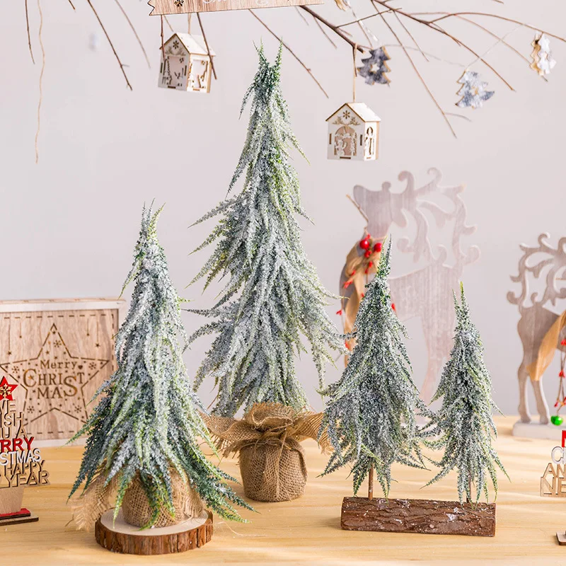 Липкий белый Флокированный снег рождественская елка настольный мини окно торгового центра праздничные поставки Искусственная елка украшение стола
